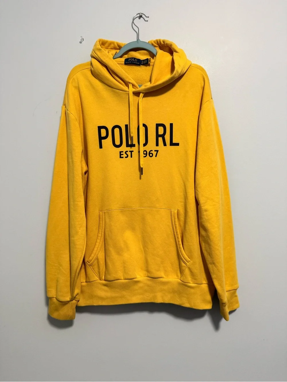 Polo Ralph Lauren Men's Yellow Polo 1967 Athl. Dept Fleece Pullover Hoodie XL